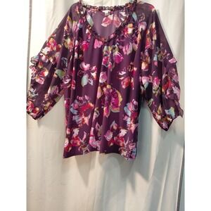 VTG Cato Y2K Sheer Ruffle neck  Top Sz 3‎ X Cottagecore Fairycore  Grunge